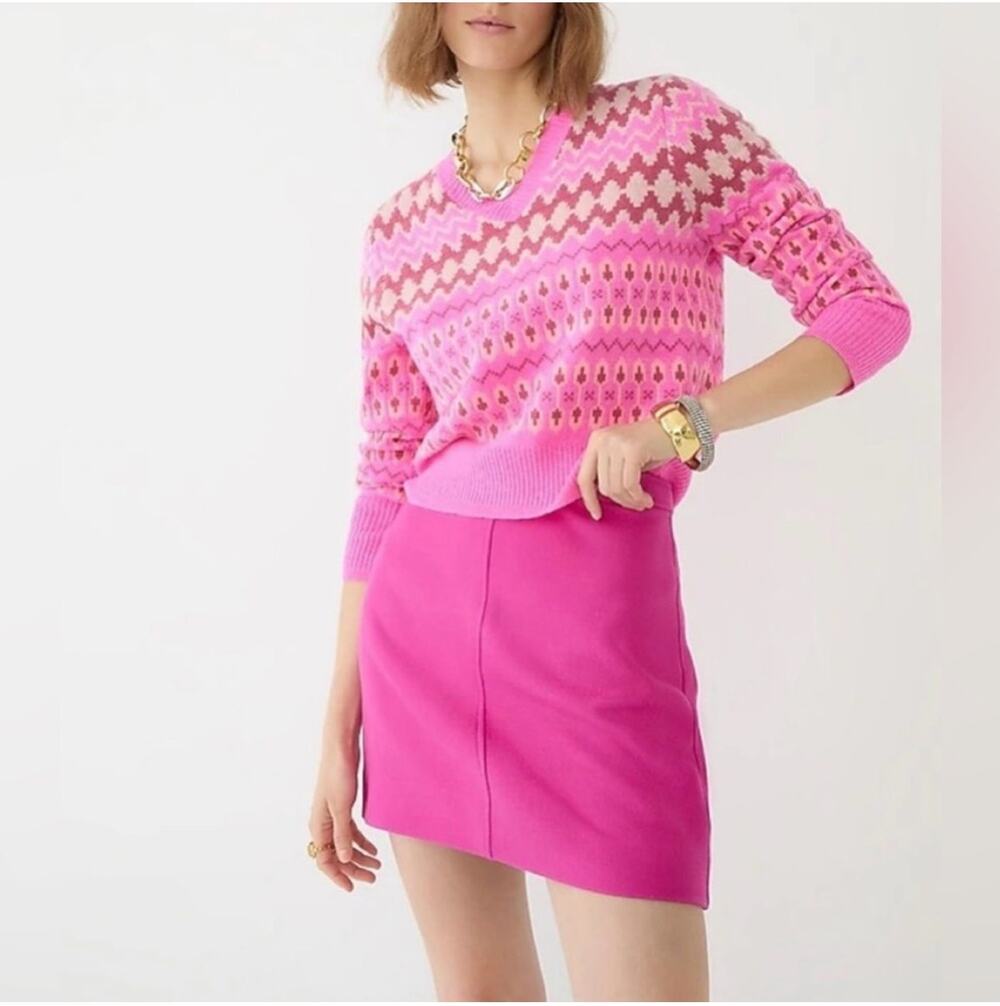 J.Crew Skirt Womens 10 Pink Natasha Mini Double Serge Wool Classic Preppy Zip